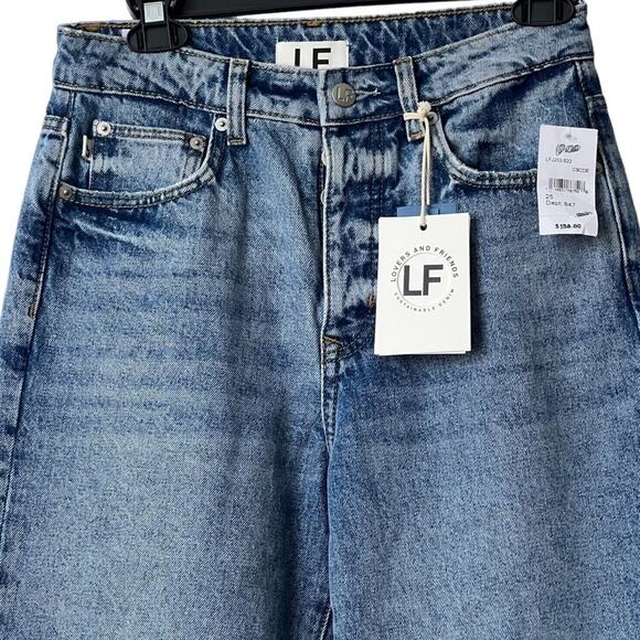 Lovers & Friends Ryan High Rise Straight Leg Jeans In Cascade Blue Size 25 - Picture 4 of 16
